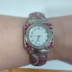 Accutime Silver & Pink Women's Watch